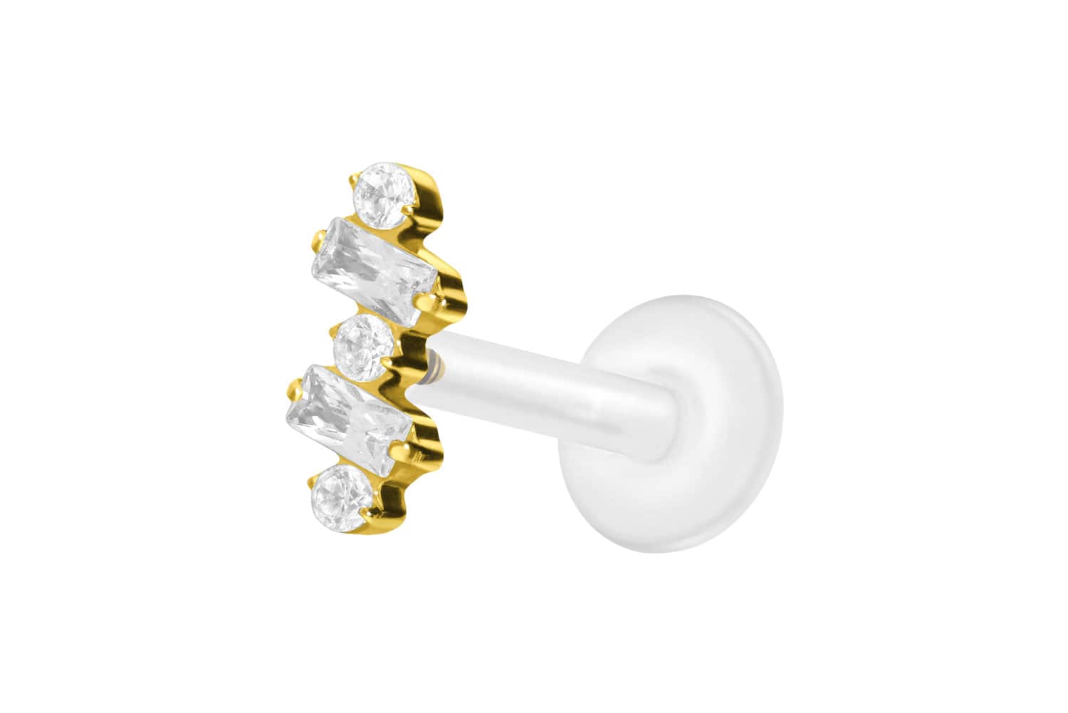 PTFE Labret Piercing mit Innengewinde + Titan-Aufsatz EINGEFASSTE KRISTALLE